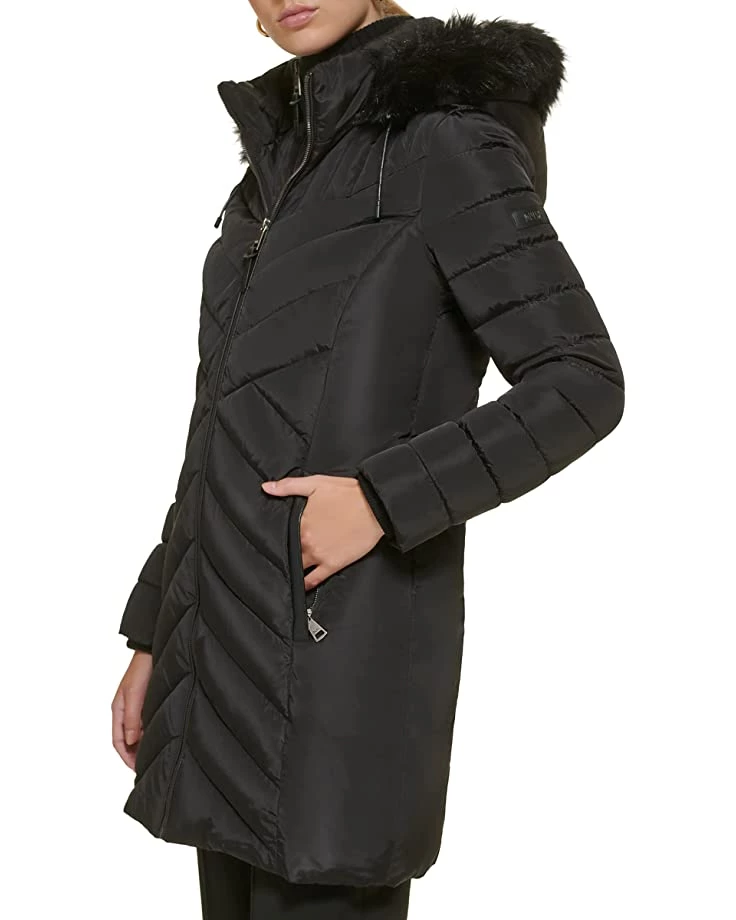 DKNY Faux Fur Trim Hooded Puffer | Coats & Outerwear 4 DKNY Faux Fur Trim Hooded Puffer | Coats & Outerwear - Image 2