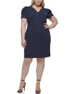 DKNY Plus Size V-Neck Puff Sleeve Dress | Dresses