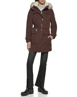 DKNY Faux Fur Hood Belted Anorak | Coats & Outerwear -Outlet Dkny Store 61A2439BAQL. AC SR736920