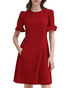 DKNY Flounce Sleeve Fit-and-Flare Dress | Dresses