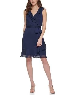 DKNY Sleeveless Ruffle Faux Wrap Dress | Dresses