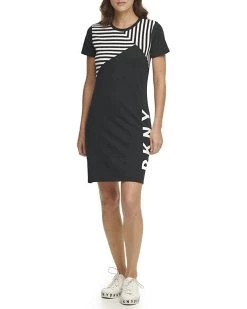 DKNY Short Sleeve Solid and Stripe Dress | Dresses -Outlet Dkny Store 61OSTre9TPL. AC SR736920