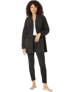 DKNY Fleece Long Sleeve Cardi with Leggings Set | Sleepwear
