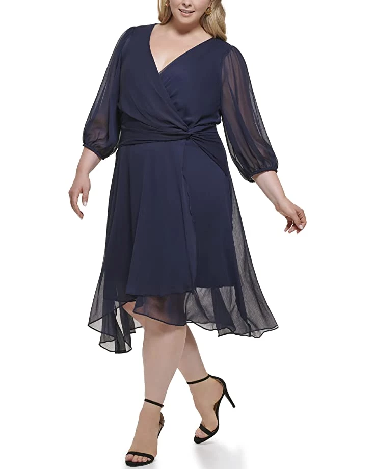 DKNY Plus Size Long Sleeve Balloon Sleeve Dress | Dresses 4 DKNY Plus Size Long Sleeve Balloon Sleeve Dress | Dresses - Image 2