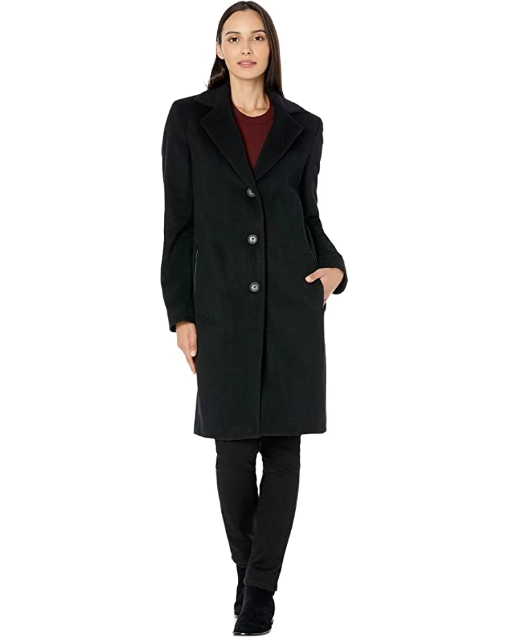 DKNY Faux-Leather Trim Walker Coat | Coats & Outerwear 3 DKNY Faux-Leather Trim Walker Coat | Coats & Outerwear