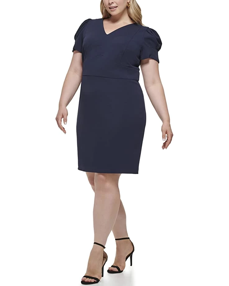 DKNY Plus Size V-Neck Puff Sleeve Dress | Dresses 4 DKNY Plus Size V-Neck Puff Sleeve Dress | Dresses - Image 2