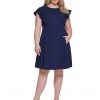 DKNY Plus Size Ruffle Sleeve Fit-and-Flare Dress | Dresses -Outlet Dkny Store 61gwST7VyL. AC SR736920