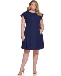 DKNY Plus Size Ruffle Sleeve Fit-and-Flare Dress | Dresses