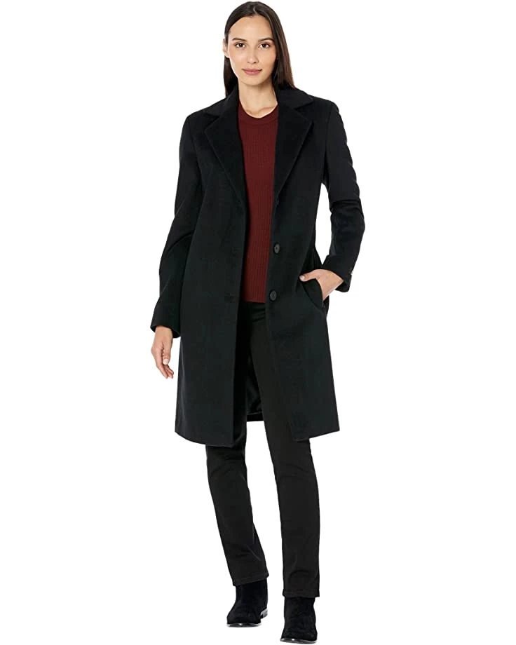 DKNY Faux-Leather Trim Walker Coat | Coats & Outerwear 6 DKNY Faux-Leather Trim Walker Coat | Coats & Outerwear - Image 4
