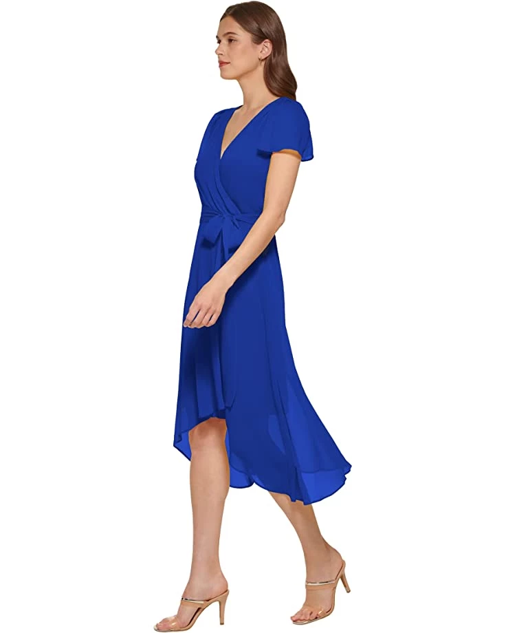 DKNY Short Sleeve V-Neck Asymmetrical Dress | Dresses 4 DKNY Short Sleeve V-Neck Asymmetrical Dress | Dresses - Image 2