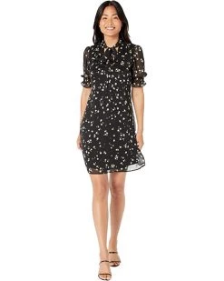 DKNY Short Sleeve Tie Neck Fit-and-Flare Dress | Dresses 9 DKNY Short Sleeve Tie Neck Fit-and-Flare Dress | Dresses -Outlet Dkny Store 713RKUPFoUL. AC SR736920