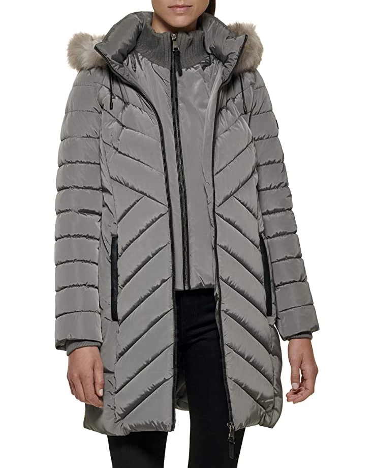 DKNY Faux Fur Trim Hooded Puffer | Coats & Outerwear 6 DKNY Faux Fur Trim Hooded Puffer | Coats & Outerwear - Image 4