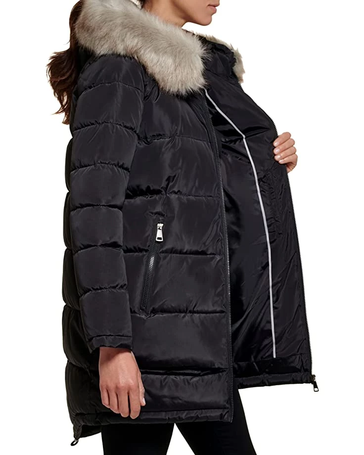 DKNY Faux Fur Hood Midi Puffer | Coats & Outerwear 5 DKNY Faux Fur Hood Midi Puffer | Coats & Outerwear - Image 3