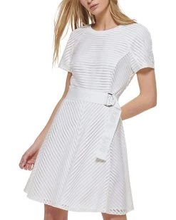 DKNY Short Sleeve Fit-and-Flare Mini Dress | Dresses