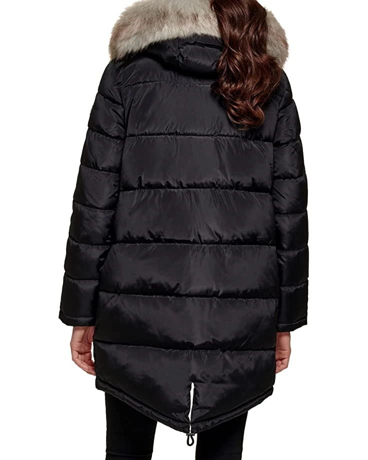 DKNY Faux Fur Hood Midi Puffer | Coats & Outerwear 4 DKNY Faux Fur Hood Midi Puffer | Coats & Outerwear - Image 2