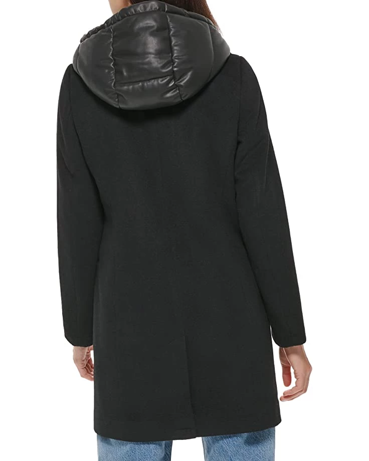 DKNY Wool Coat with PU Bib | Coats & Outerwear 4 DKNY Wool Coat with PU Bib | Coats & Outerwear - Image 2