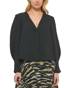 DKNY V-Neck Long Sleeve Blouse | Shirts & Tops