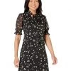 DKNY Short Sleeve Tie Neck Fit-and-Flare Dress | Dresses