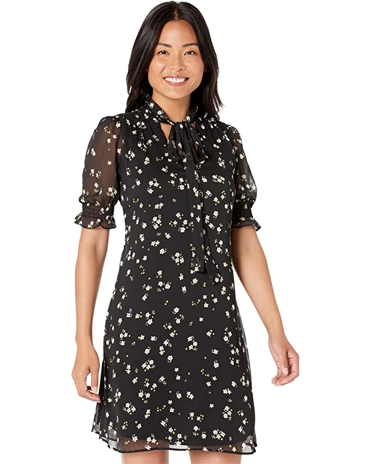 DKNY Short Sleeve Tie Neck Fit-and-Flare Dress | Dresses 3 DKNY Short Sleeve Tie Neck Fit-and-Flare Dress | Dresses