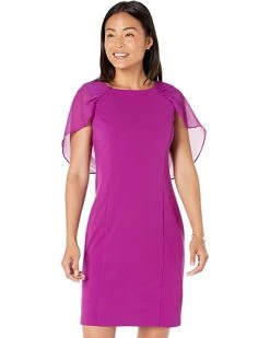 DKNY Sleeveless Combo Cape Dress | Dresses