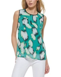 DKNY Printed Sleeveless Tank Top | Shirts & Tops