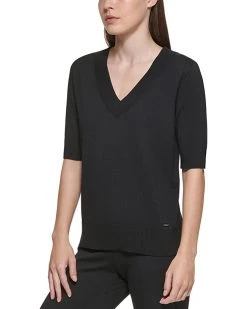 DKNY Short Sleeve V-Neck Sweater | Sweaters