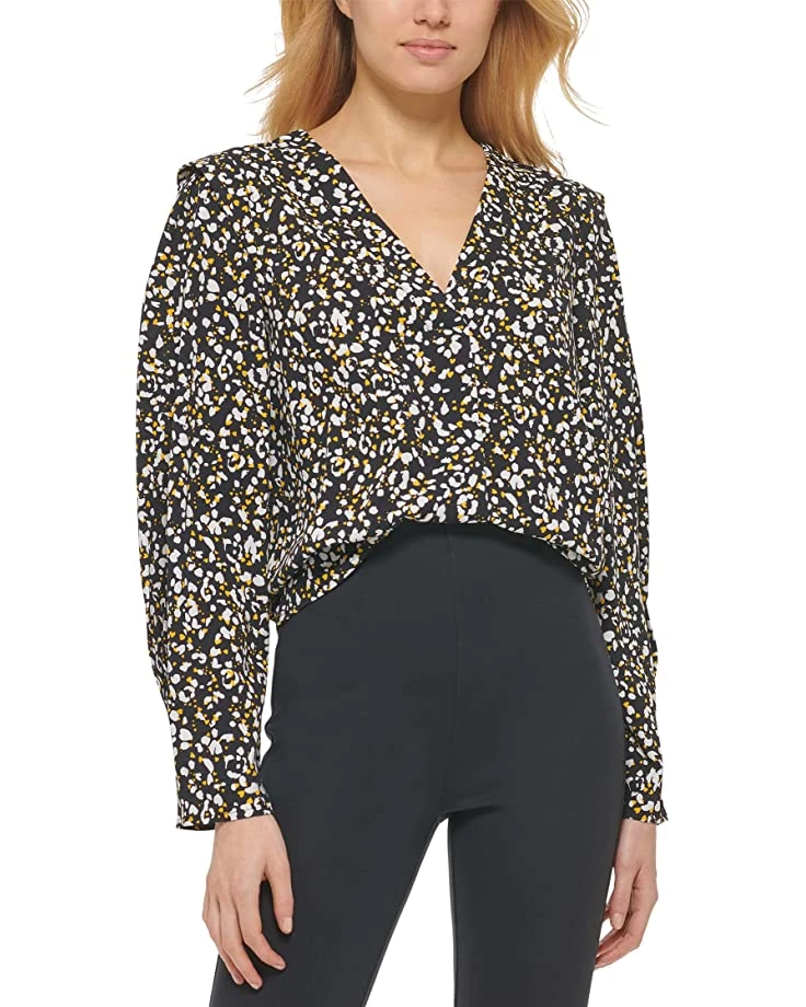DKNY Printed Crop V-Neck Top | Shirts & Tops 3 DKNY Printed Crop V-Neck Top | Shirts & Tops