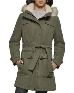 DKNY Faux Fur Hood Belted Anorak | Coats & Outerwear -Outlet Dkny Store 816zlZlB36L. AC SR736920