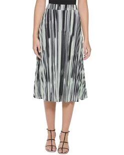 DKNY Printed Pull-On Pleated Skirt | Skirts