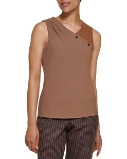DKNY Sleeveless Mixed Media Knit Top | Shirts & Tops