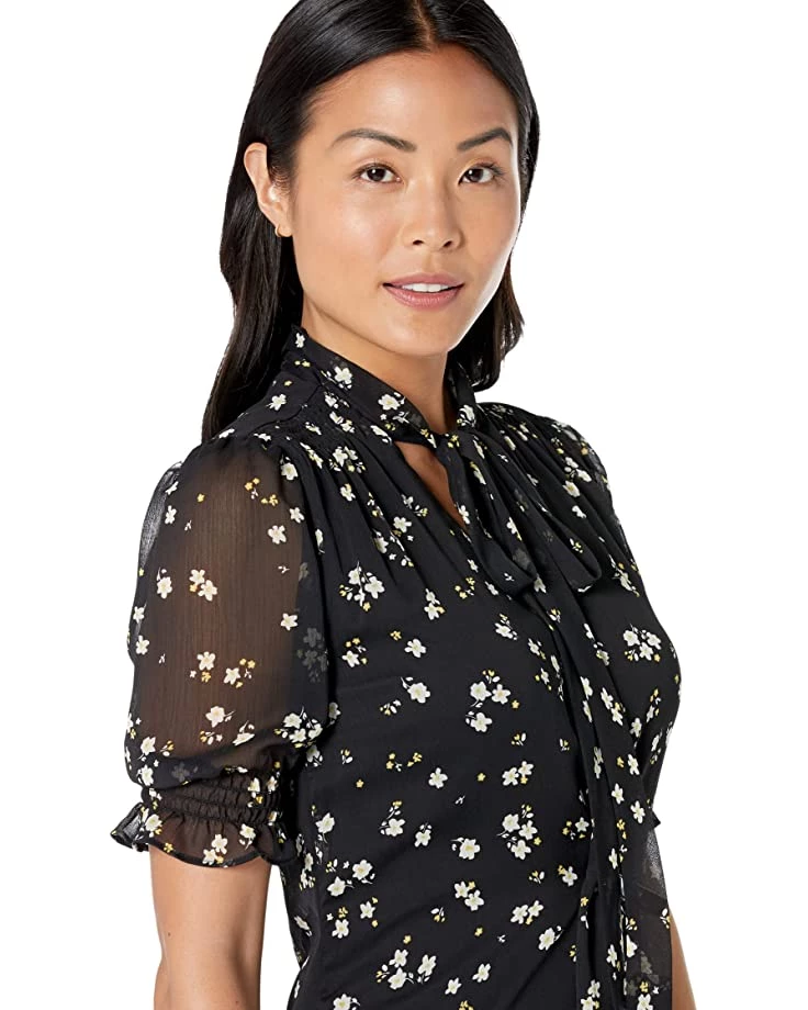 DKNY Short Sleeve Tie Neck Fit-and-Flare Dress | Dresses 5 DKNY Short Sleeve Tie Neck Fit-and-Flare Dress | Dresses - Image 3