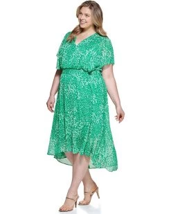 DKNY Plus Size V-Neck Flutter Sleeve Dress | Dresses
